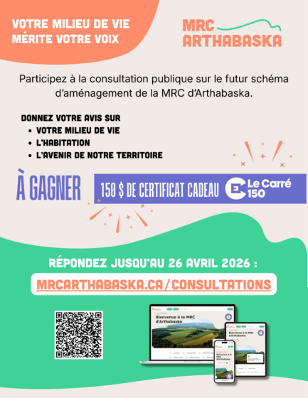 Participez à la consultation publique sur le futur schéma d&rsquo;aménagement de la MRC d&rsquo;Arthabaska