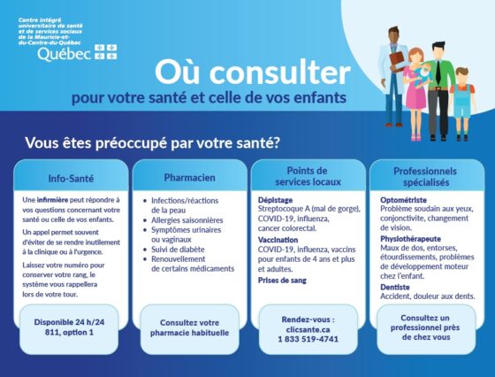 Où consulter pour votre santé et celle de vos enfants?
