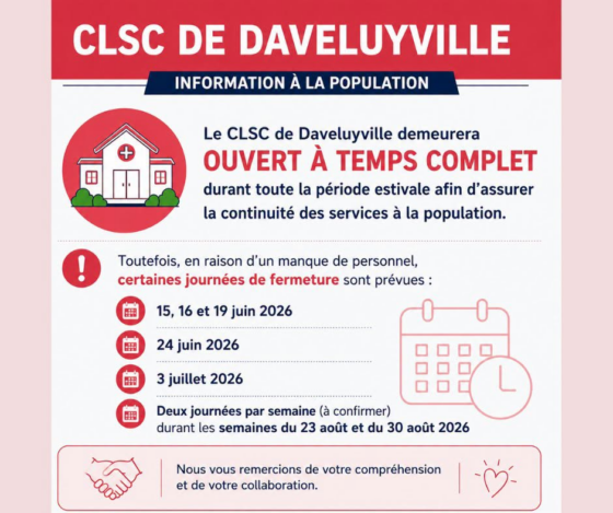 📢 Information à la population-CLSC de Daveluyville